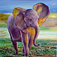 Painting with an elephant 'Golden elephant' on canvas, Pictures, Samara,  Фото №1