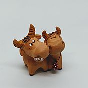 Сувениры и подарки handmade. Livemaster - original item Love meadow. symbol of the year. Bulls. Cows.Ceramics. Handmade.
