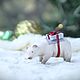 Мишка на севере Ватная елочная игрушка Белый медведь на елку, Елочные игрушки, Кимовск,  Фото №1