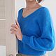 Пуловер женский вязаный синий из ангоры. Пуловеры. Ali-max. Интернет-магазин Ярмарка Мастеров.  Фото №2