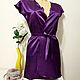 Sophisticated gown made of Italian satin color eggplant, Robes, Permian,  Фото №1