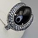 Order Silver ring with black onyx 24h12 mm and cubic zirconia. yakitoriya. Livemaster. . Rings Фото №3