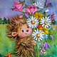 Picture of wool Hedgehog with a bouquet, Pictures, Engels,  Фото №1