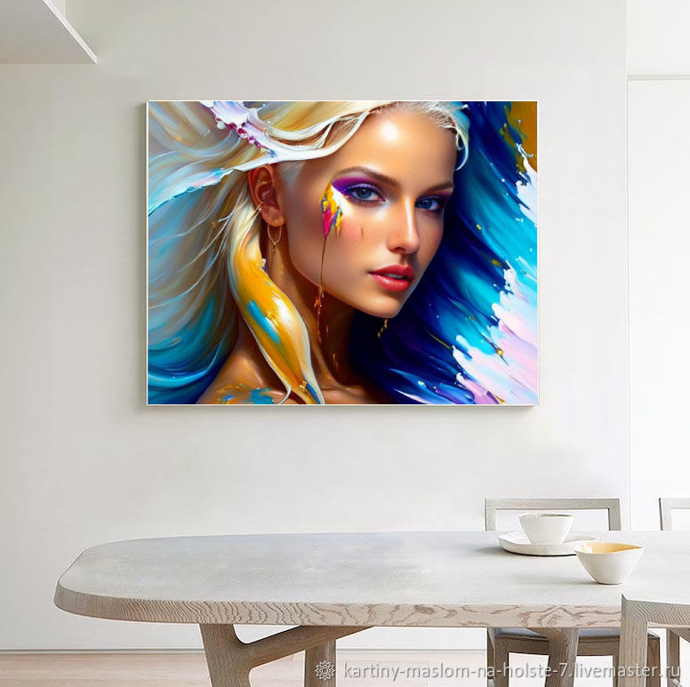 Современная картина маслом ручная работа Яркая картина девушка маслом в ...