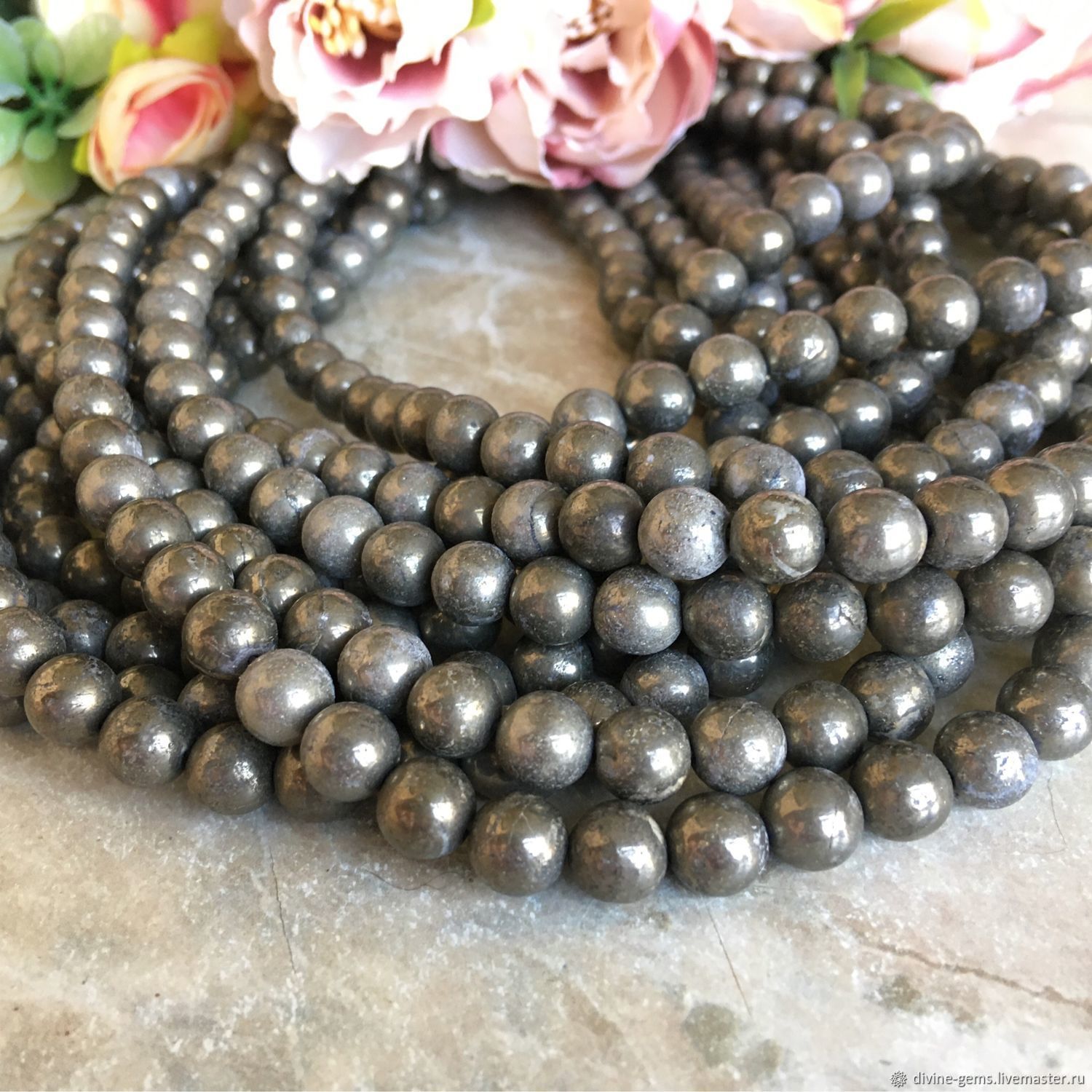 Пирит натуральный бусины 6 мм купить в интернет-магазине Ярмарка ...