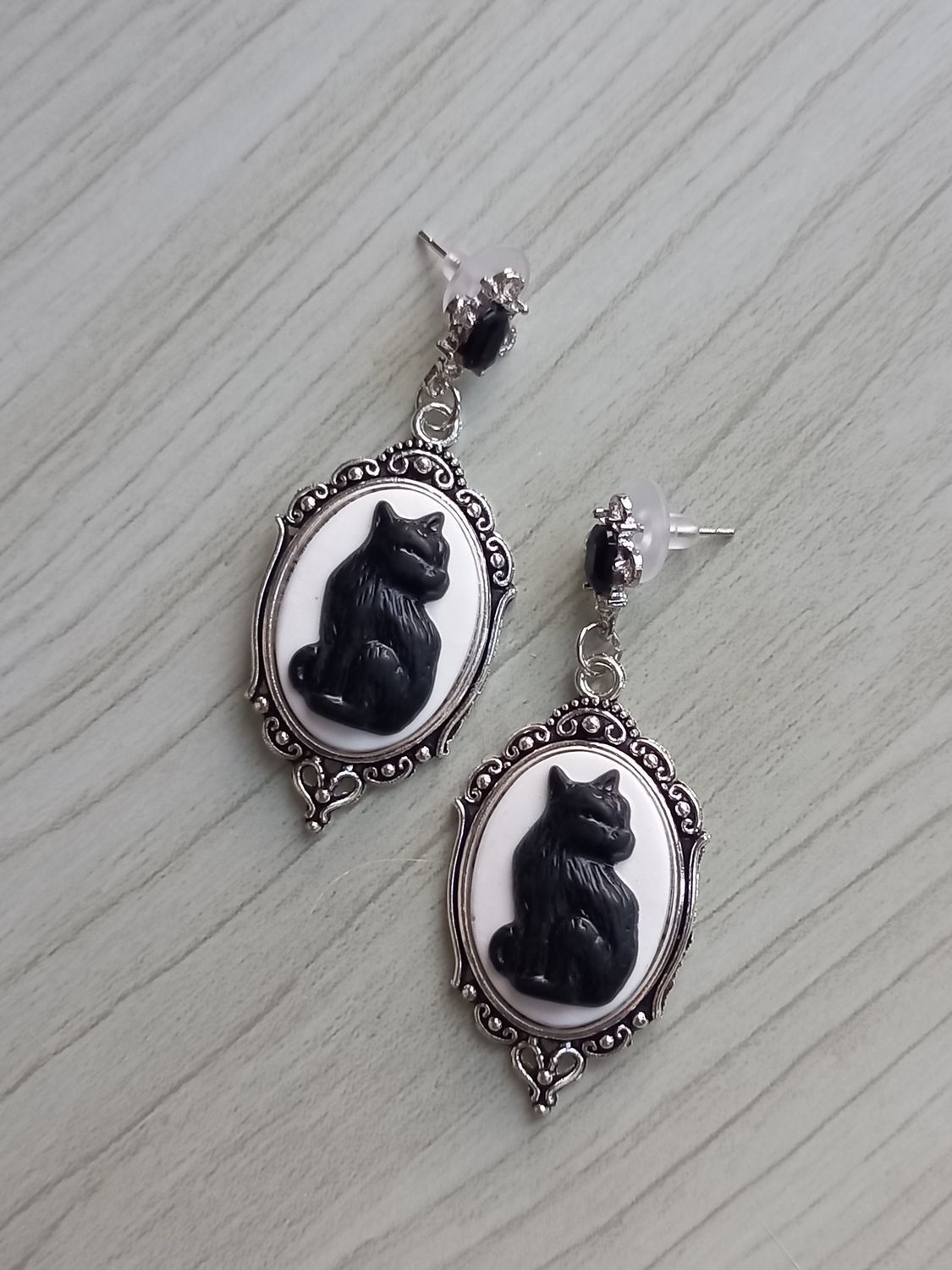 Серьги камея "Черная кошка" в интернет-магазине Ярмарка Мастеров по ...