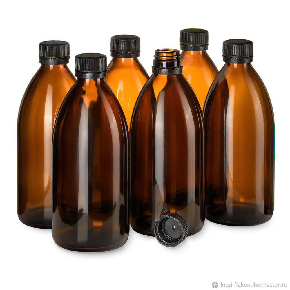 Флакон 500 мл стеклянный с пластиковой крышкой. Набор 6 штук купить в ...