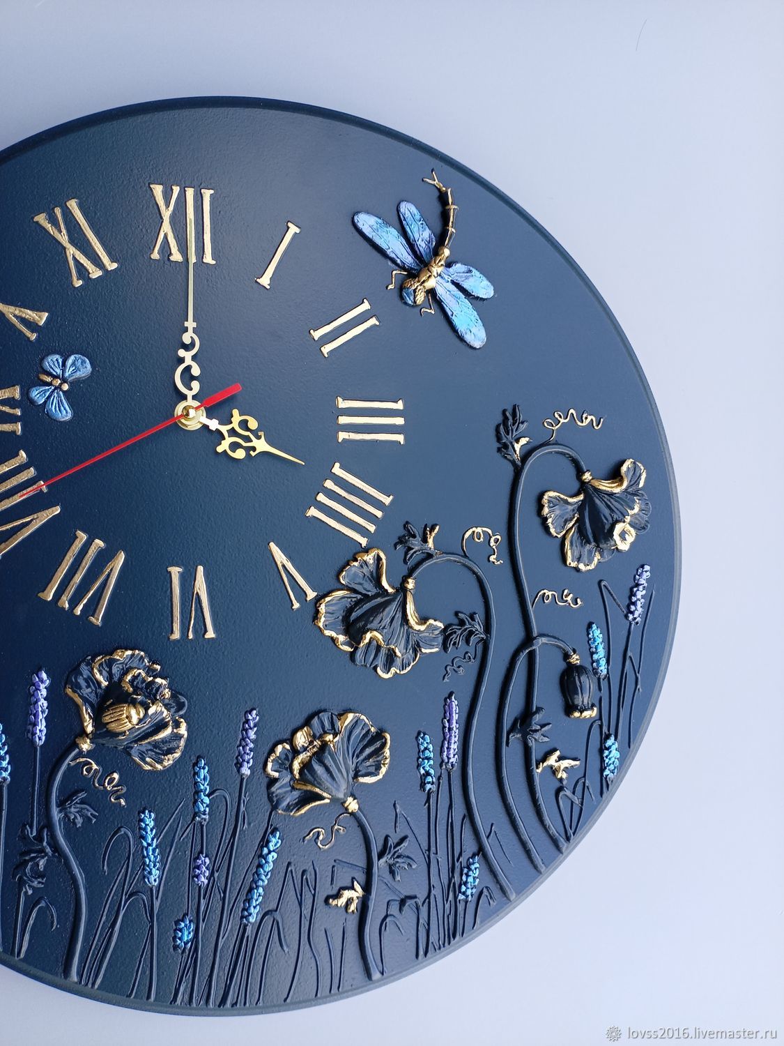 Часы -барельеф"Голубая стрекоза" купить в интернет-магазине Ярмарка ...