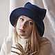 Заказать  Шляпа "Кошка" Blue cat hat. Мария Метель - шляпки, броши, сумки!. Ярмарка Мастеров. . Шляпы Фото №3