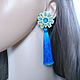 Order Earrings-brush: Earrings brush Flower blue Pusey. elena (luxus-stil). Livemaster. . Tassel earrings Фото №3