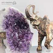 Сувениры и подарки handmade. Livemaster - original item Bronze elephant with amethyst a gift for the head. Handmade.