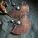 Copper larimar earrings-Big ethnic earrings-Oriental. Earrings. Strangell Jewelry. My Livemaster. Фото №4
