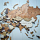 Карта мира. Доски для заметок. Wooden3Dmap. Интернет-магазин Ярмарка Мастеров.  Фото №2