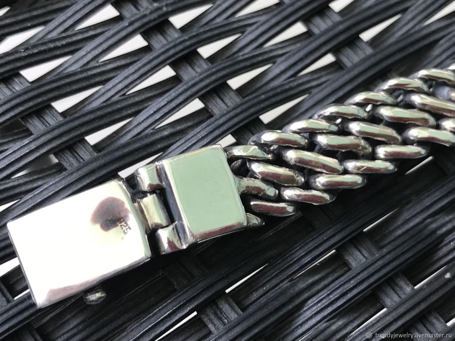 Мужской браслет серебряный 925 пробы стерлинговое серебро плетение -8
