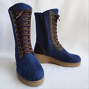 Обувь ручной работы handmade. Livemaster - original item Wedge boots felted with imitation lacing and lock. Handmade.