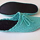 Slippers - flip flops for home ( cotton - turquoise ), Slippers, Vyazniki,  Фото №1