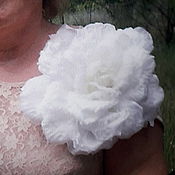 Украшения handmade. Livemaster - original item Brooch-pin: Rose white 3D flower, large silk brooch.. Handmade.