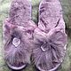 Purple sheepskin slippers with arctic fox. Slippers. Warm gift. Online shopping on My Livemaster.  Фото №2