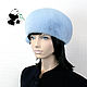Soft blue beret from the fur of the European mink. Art.IA-12. Berets. Mishan (mishan). Online shopping on My Livemaster.  Фото №2