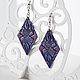Lilac blue Leather Earrings. Earrings. Two Starlings. Online shopping on My Livemaster.  Фото №2