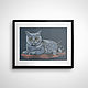 Painting Grey British Cat. Dry pastel, Pictures, Penza,  Фото №1