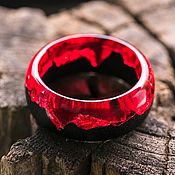 Украшения handmade. Livemaster - original item Scarlet Wood and Epoxy Resin Ring. Handmade.