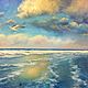 Sea coast on a summer day author's oil painting, Pictures, St. Petersburg,  Фото №1