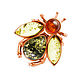 Pin brooch silver natural amber. Brooches. Амбер Бутик янтарь украшения. Online shopping on My Livemaster.  Фото №2
