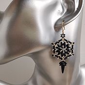 Украшения handmade. Livemaster - original item Black openwork earrings beautiful Gothic with spikes. Handmade.