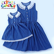 Платья для мамы и дочки "Голубая лагуна", комплект