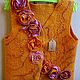 Felted vest with silk for a girl Orange and lilac, Childrens vest, Moscow,  Фото №1