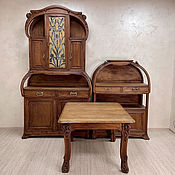 Винтаж: Антикварный старинный стол с уникальными резными ножками с фигурами ни