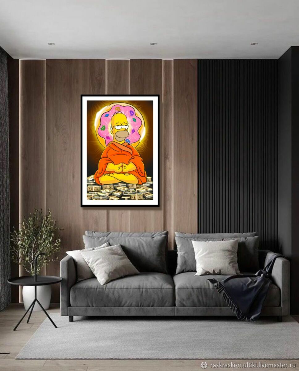 Картина из симпсонов над диваном