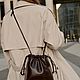Кожаная сумка кисет, горький шоколад. Сумка через плечо. AUGUST BAGS. Интернет-магазин Ярмарка Мастеров.  Фото №2