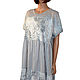Long light dress of a free cut ' Grise rayure ', Dresses, Colmar,  Фото №1