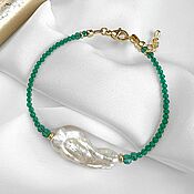 Украшения handmade. Livemaster - original item Bracelet made of emerald beads. Bracelet with pearls. Handmade.