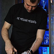 Мужская одежда handmade. Livemaster - original item Black T-shirt as a gift for the bartender, men`s cotton T-shirt. Handmade.
