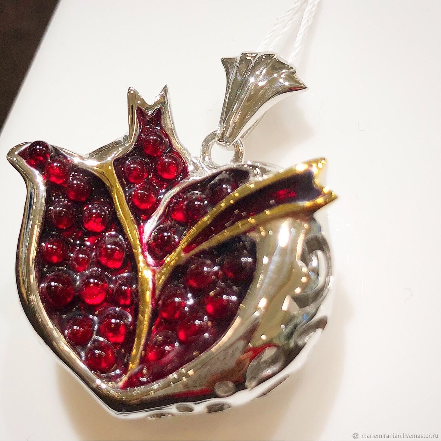 Heart-garnet. Pendant with zircons in 925 silver, Pendants, Moscow,  Фото №1
