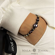 Украшения handmade. Livemaster - original item Perfect Gift GARNET Braided Bracelet: black pearl 13 mm. Handmade.
