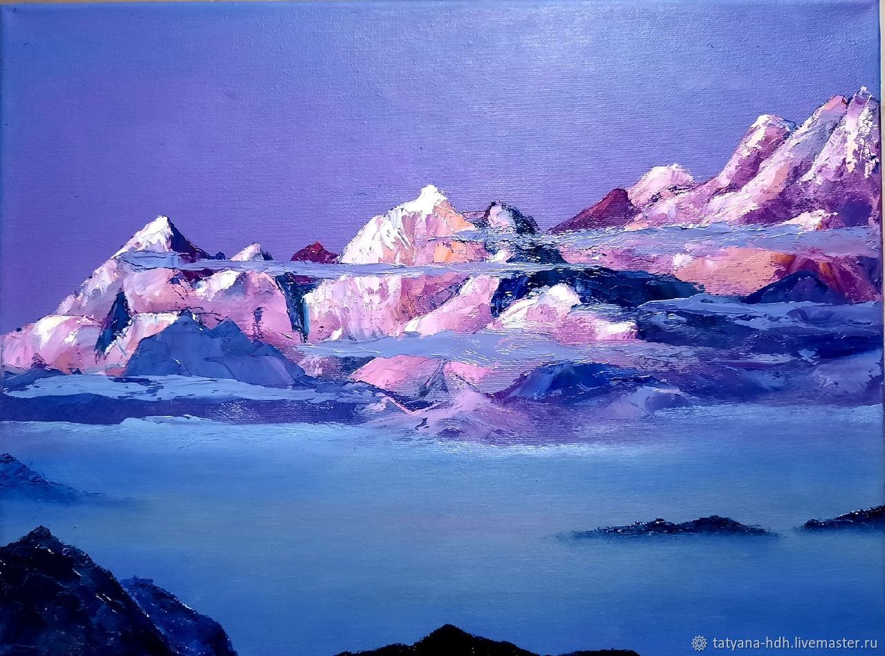 Гималаи картины. Рерих Гималаи розовые горы картина.