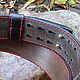 Order Men's belt, black with red stitching, original. Marik Leather Craft. Livemaster. . Straps Фото №3