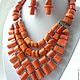 Order NECKLACE 3 strands EARRINGS orange CORAL beads. Dorida's Gems (Dorida-s-gems). Livemaster. . Necklace Фото №3
