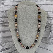 Работы для детей, handmade. Livemaster - original item Beads made of natural stones (obsidian, coral, rhodonite). Handmade.
