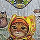  626. Декоративная разделочная доска Киса-орнитолог. Утварь. Татьяна - шкатулки для души. Ярмарка Мастеров.  Фото №6