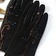 Black suede leather gloves."Grass blade song " Size 8. Gloves. InGAartWork. Online shopping on My Livemaster.  Фото №2
