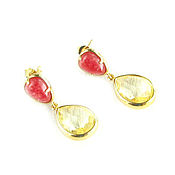Украшения handmade. Livemaster - original item Jade Earrings, Bright yellow earrings, Red earrings. Handmade.