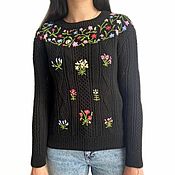 Women's Hummingbird sweater hand-knitted half-wool, open shoulders