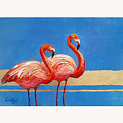 Картины и панно handmade. Livemaster - original item Painting with Flamingo potala 35h25 cm. Handmade.