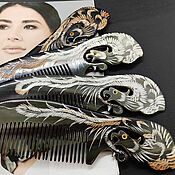Украшения handmade. Livemaster - original item Water Buffalo Horn Hair Comb Firebird. Handmade.