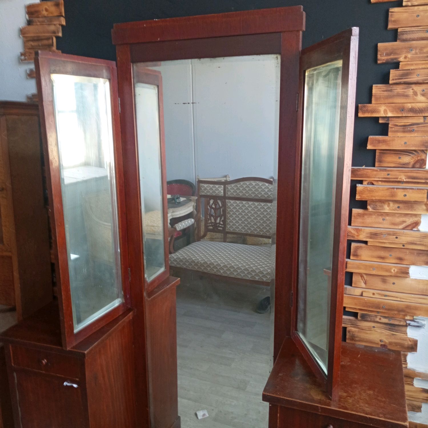 Винтаж: Антикварное напольное зеркало, трельяж, редкость, Ампир. Россия ...